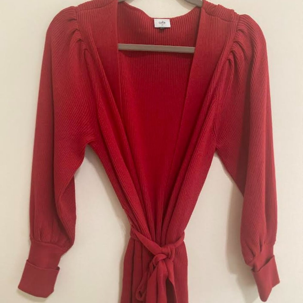 CAbi Cabaret Red Sweater with Tie-Belt